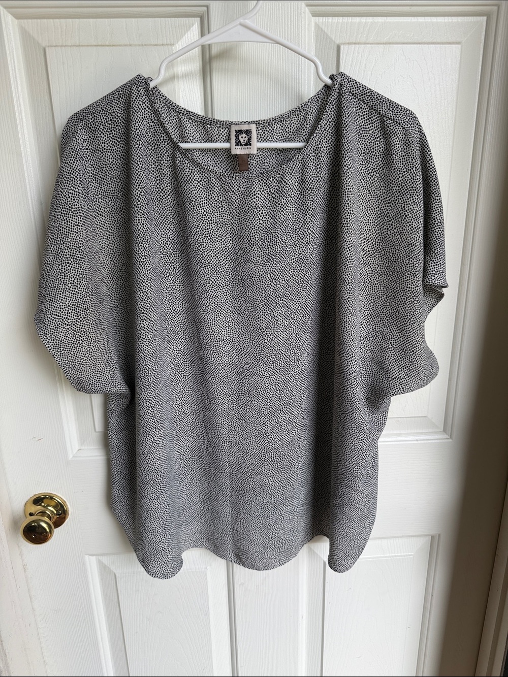 Anne Klein Black and White Micro Dot Blouse
